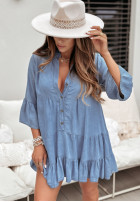 in jeans Dress oversize z falbankami Mamma Mia jasnoniebieska