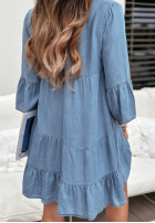 Jeansowa sukienka oversize z falbankami Mamma Mia jasnoniebieska