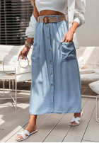 Jeansowa spódnica z paskiem Trip To Santorini jasnoniebieska