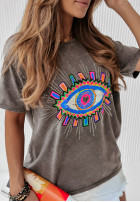 T-shirt z ozdobną aplikacją Colorful Eye szary