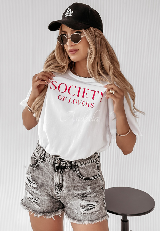 T-shirt z nadrukiem Society Of Lovers biały