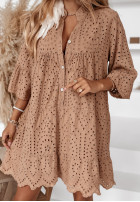 Ażurowa Dress boho Casa Silca in camel