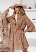 Ażurowa Dress boho Casa Silca in camel