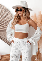 Ażurowe spodnie boho Sunkissed ecru