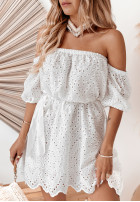 Ażurowa sukienka hiszpanka boho Harmonious ecru