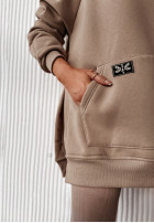 Sweatshirt z kieszenią i kapturem Siempre in beige