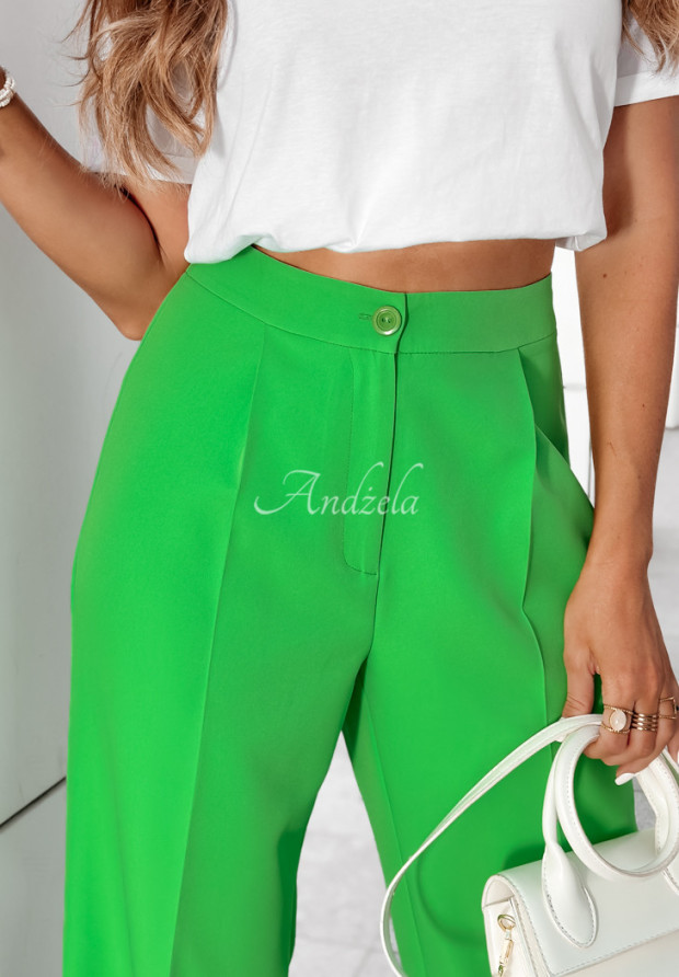 Eleganckie spodnie wide leg Royale zielone