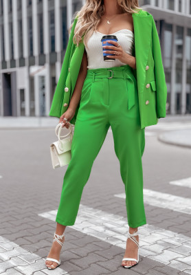 Eleganckie spodnie z wysokim stanem First Impression zielone