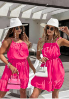 Dress na ramiączkach z falbanką La Fleur in fuchsia