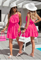 Dress na ramiączkach z falbanką La Fleur in fuchsia