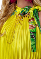 Plisowana Dress patterned Paradise Days in yellow