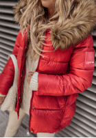 Pikowana kurtka z kapturem Lucky czerwona