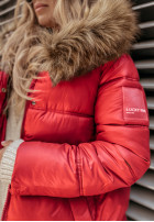 Pikowana kurtka z kapturem Lucky czerwona