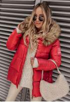 Pikowana kurtka z kapturem Lucky czerwona