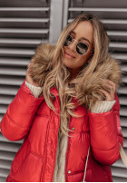 Pikowana kurtka z kapturem Lucky czerwona