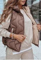 Pikowana Waistcoat z kapturem On Rainy Days in chocolate