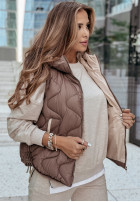 Pikowana Waistcoat z kapturem On Rainy Days in chocolate