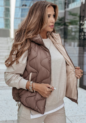 On Rainy Days chocolate quilted hooded vest