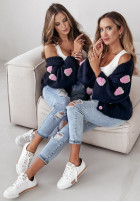 Zapinany Cardigan Berry Lover in navy blue