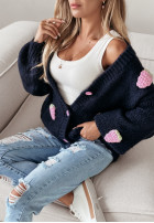 Zapinany Cardigan Berry Lover in navy blue