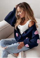 Zapinany Cardigan Berry Lover in navy blue