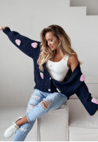 Zapinany Cardigan Berry Lover in navy blue