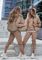 Pikowana Waistcoat z kapturem On Rainy Days in beige