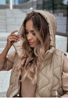 Pikowana Waistcoat z kapturem On Rainy Days in beige