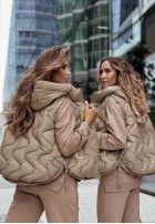 Pikowana Waistcoat z kapturem On Rainy Days in beige