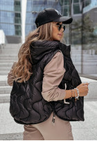 Pikowana Waistcoat z kapturem On Rainy Days in black