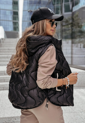 Quilted hooded vest On Rainy Days black