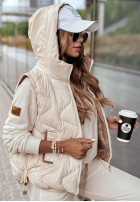 Pikowana Waistcoat z kapturem On Rainy Days in ecru