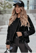 Zamszowa biker jacket z futrem Marinelli in black