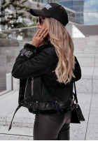 Zamszowa biker jacket z futrem Marinelli in black