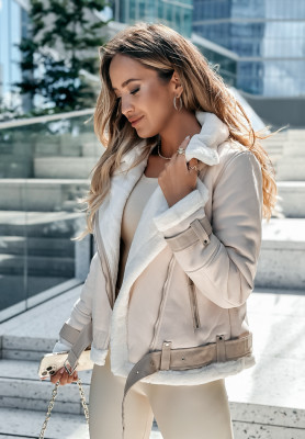 Marinelli beige suede sheepskin ramones jacket