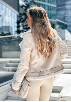 Zamszowa biker jacket z futrem Marinelli in beige