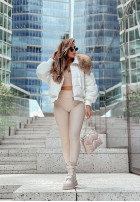 short Pikowana Jacket z futerkiem Mr. Freeze in ecru