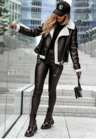 Jacket of leather imitation z futrem Spice, Spice Baby in black