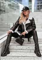 Jacket of leather imitation z futrem Spice, Spice Baby in black