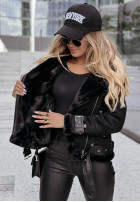 Zamszowa biker jacket z futrem Marinelli in black