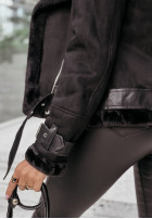 Zamszowa biker jacket z futrem Marinelli in black