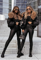 short Pikowana Jacket z futerkiem Mr. Freeze in black