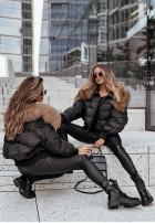 short Pikowana Jacket z futerkiem Mr. Freeze in black