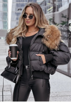 short Pikowana Jacket z futerkiem Mr. Freeze in black