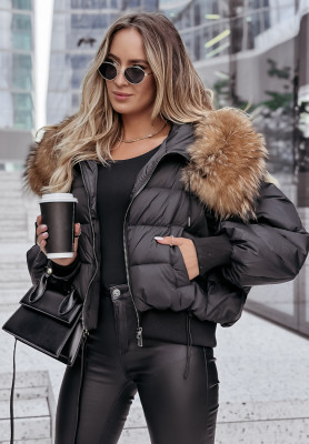 Short down jacket with fur Mr. Freeze black