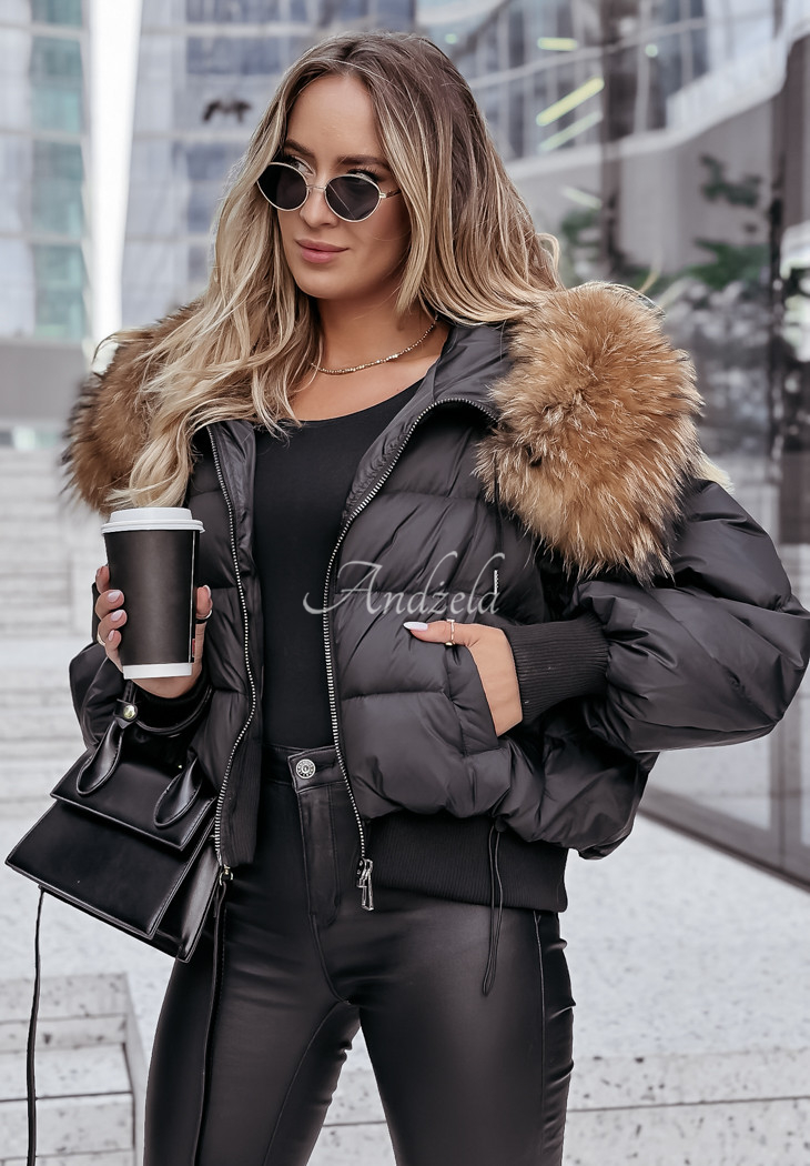 Short down jacket with fur Mr. Freeze black