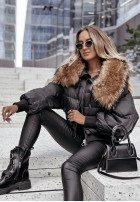 short Pikowana Jacket z futerkiem Mr. Freeze in black