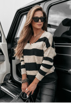 Jumper w paski Fall Breeze in beige- in black
