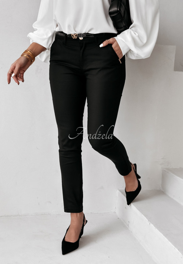 Eleganckie spodnie z paskiem Admire czarne
