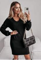 Dzianinowa Dress z dekoltem Thalia in black